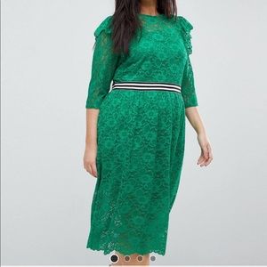 asos curve midi lace tea dress with sports tipping